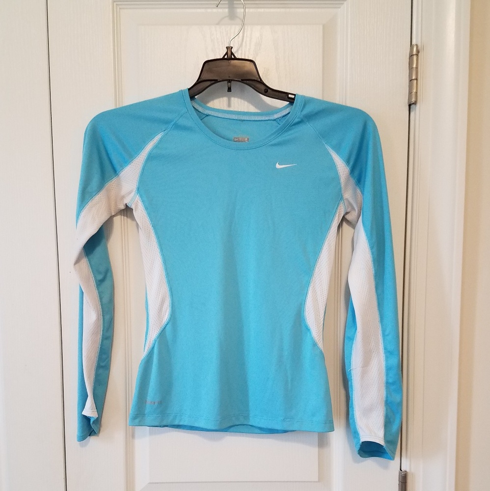 Nike Light Blue/White Long Sleeve Top